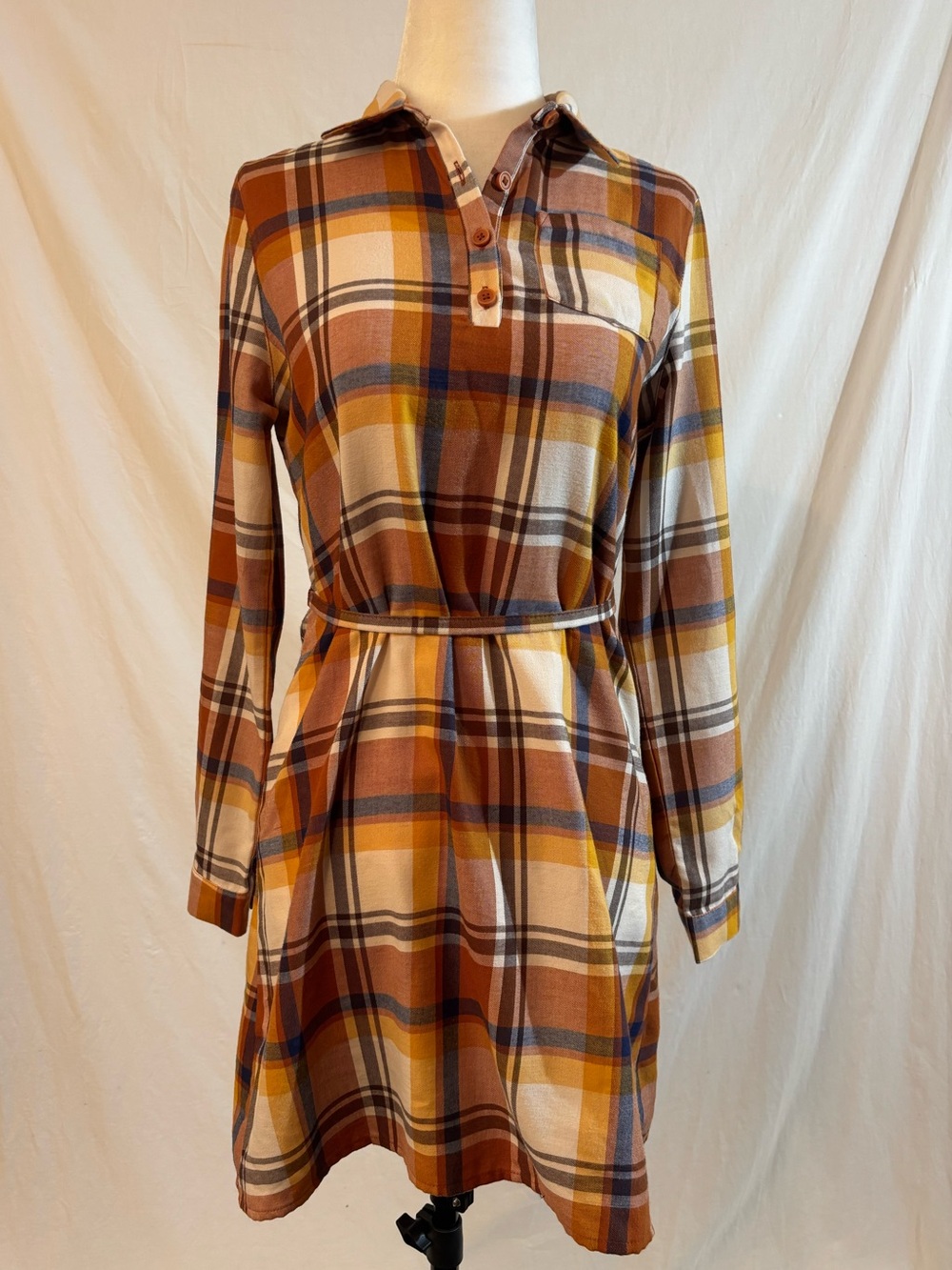The  Place Girls 14 XL Long Sleeve Henley Shirt Dress Fall Academia Preppy